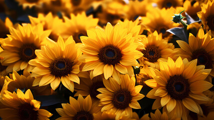 Fototapeta na wymiar blooming sunflowers