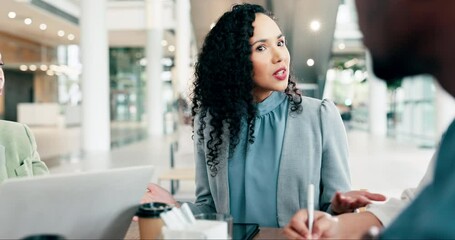 Business people, meeting and manager speaking, planning and discussion, workflow or job management. Talking, marketing ideas and women, men and leader for project strategy, agenda and group proposal