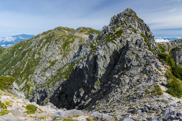 中央アルプス三ノ沢分岐付近から初秋の宝剣岳