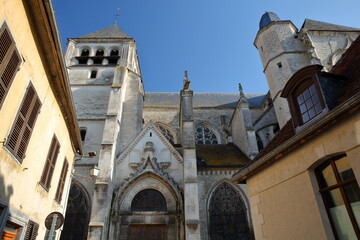 The external facade of Saint Etienne church in Bar sur Seine, Aube, Grand Est, champagne ardenne, France, with gothic architecture