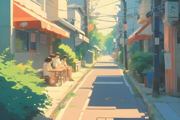 Street landscape in hot summer