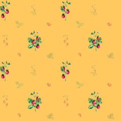 Obraz premium Strawberry pattern in watercolor. Hand-drawn watercolor illustration.