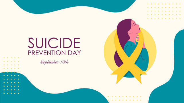 world suicide prevention day banner template vector with yellow ribbon