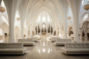 the acoustics of a church space, using sound recordings and spatial design to recreate the experience of being enveloped by the harmonious melodies and reverberations within a chur Generative AI