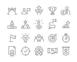 Success Icons - Vector Line. Editable Stroke.
