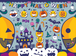 色々なカボチャのハロウィンイラストセット　