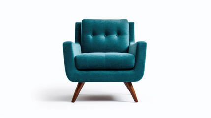 Fototapeta premium Comfortable Teal Seat in Mid Century Aesthetics