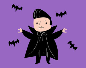 Dracula . Halloween cartoon characters . Vector .