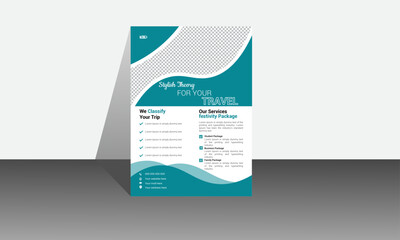 Travel poster or flyer Template  brochure design layout space for photo background.