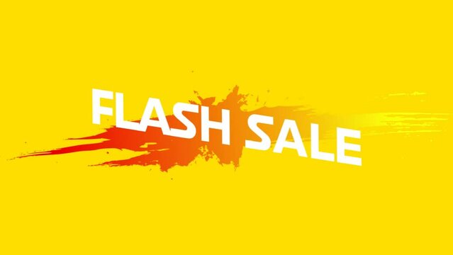 Animation of flash sale text over red splash on yellow background