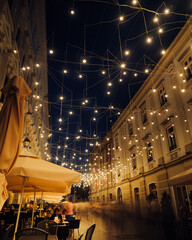 city lights on street