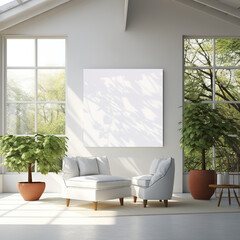 3D rendering blank white minimal living room