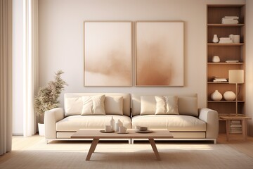 Fototapeta na wymiar Stylish interior of modern living room with light wall,Generative AI