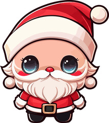illustration, christmas, santa, winter, greeting, cartoon, celebration, character, cute, design, holiday, claus, happy, merry, red, vector, 