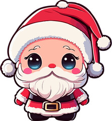 illustration, christmas, santa, winter, greeting, cartoon, celebration, character, cute, design, holiday, claus, happy, merry, red, vector, 