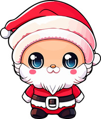 illustration, christmas, santa, winter, greeting, cartoon, celebration, character, cute, design, holiday, claus, happy, merry, red, vector, 