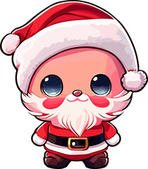 illustration, christmas, santa, winter, greeting, cartoon, celebration, character, cute, design, holiday, claus, happy, merry, red, vector, 