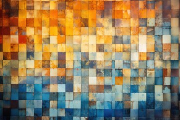 Dynamic Blurry Orange Blue Art: Illusory Gradient & Tonalist Color Scheme on Unprimed Canvas