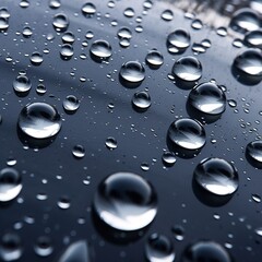  Beautiful hydrophobic effect on the car's body. Close-up on round water droplets.