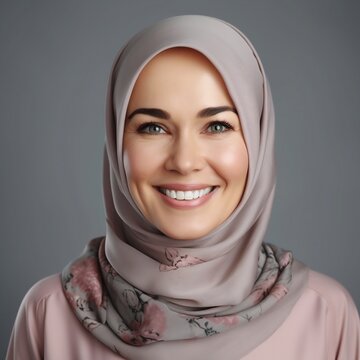 Beautiful woman in a hijab. Image generated by AI.