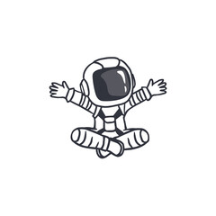 Cartoon astronaut isolated on white background. Funny cosmonaut. Doodle style.