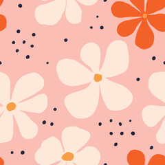 Beautiful floral seamless pattern. Vector texture with hand drawn flowers. Seamless floral background in retro style
