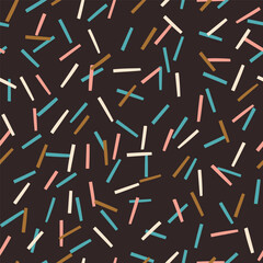Cute simple texture with lined confetti. Seamless pattern with chaotic lines. Abstract creative background