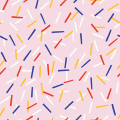 Cute simple texture with lined confetti. Seamless pattern with chaotic lines. Abstract creative background