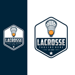 Lacrosse badge emblem logo. Sports label vector illustration