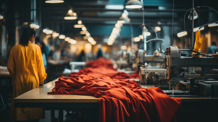 Craftsmanship in Motion: Garment Factory in Italy. Generative AI - obrazy, fototapety, plakaty
