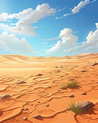 Fototapeta na wymiar The desert sand dunes are bathing in sunlight. (Generative AI)
