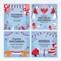 Decoration And Flag On Independence Day Card