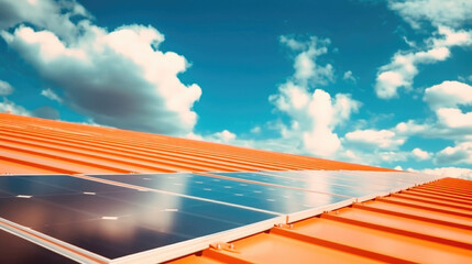 Fototapeta premium Photovoltaic Panel Under Blue Sky