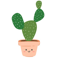 Illustration cute cactus doodle style. For artwork, presentations, or decorations