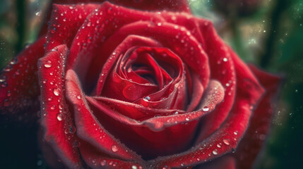 A Stunning Macro Shot of a Dewy Red Rose