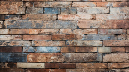 A close-up of a weathered brick wall fragment, showcasing the rustic texture and earthy tones Generative AI
