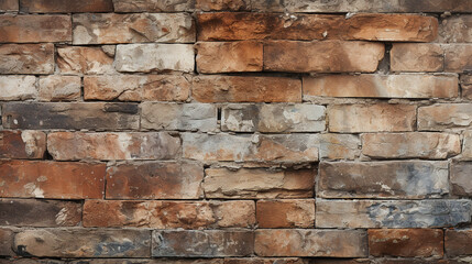 A close-up of a weathered brick wall fragment, showcasing the rustic texture and earthy tones Generative AI