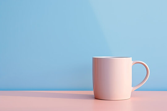 Pink mug on a simple background