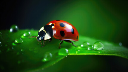 Nature's Tiny Wonder: Ladybug on a Leaf