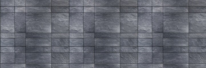 Black gray anthracite stone concrete terrace slabs, patio tiles floor texture background banner, seamless pattern (Generative Ai)