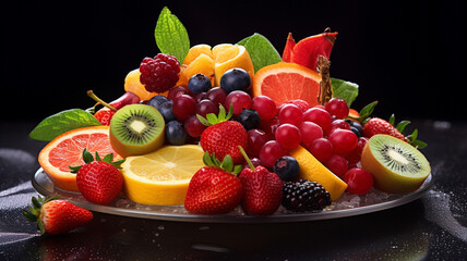 Fresh cut fruit on the plate