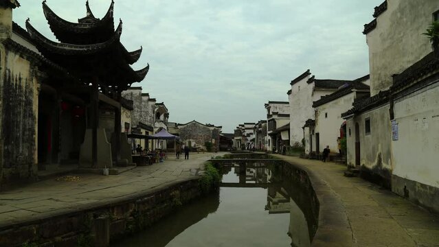 Time lapse of Chinese traditional ancient village, Anhui, China.