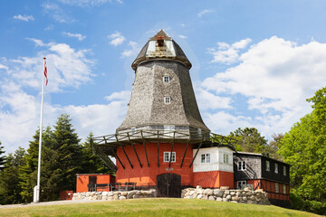 Fototapeta na wymiar Windmill of the Castle Tranekær, Island Langeland, Danish South Sea Islands, Southern Denmark, Denmark, Scandinavia,