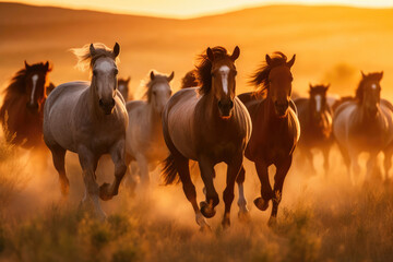 Graceful Elegance: Wild Horses in Motion