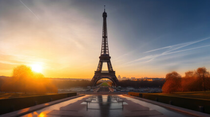 Iconic Eiffel Tower at Sunrise: A Timeless Beauty