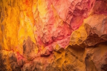 Gemstone-Inspired Wall: Gradient Background in Orange & Yellow | Rough Hewn Surface & Fresco Aesthetics