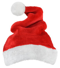 Santa Claus hat or Christmas red cap isolated on transparent background