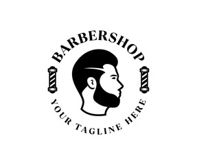 Barbershop, Barber, Haircut's salon vintage hipster logo design. Barbershop badge vector design and illustration.
