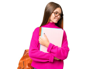 Obraz premium Teenager student caucasian girl over isolated background looking side