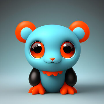 Cuddly Critter Capers, Baby's Playful & Cute Creature Illustration 3D rendering. Adorable Baby Beasties Playful Creature. Baby's Playful Creature Art.
